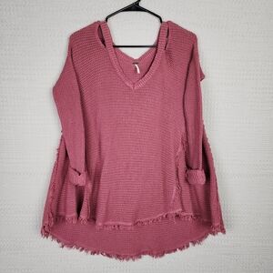 FREE PEOPLE Moonshine Cold Shoulder Sweater Dark Rose S